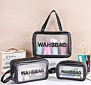 Kit 3 Necessaire de Maquiagem Feminina Transparente e à Prova d'Água