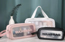 Kit 3 Necessaire de Maquiagem Feminina Transparente e à Prova d'Água