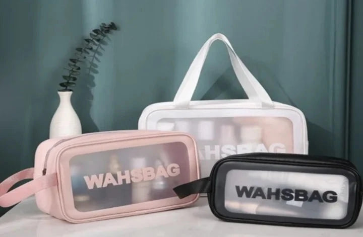 Kit 3 Necessaire de Maquiagem Feminina Transparente e à Prova d'Água