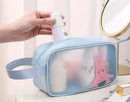 Necessaire de Maquiagem Transparente Portátil com Zíper para Viagem