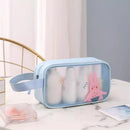 Necessaire de Maquiagem Transparente Portátil com Zíper para Viagem