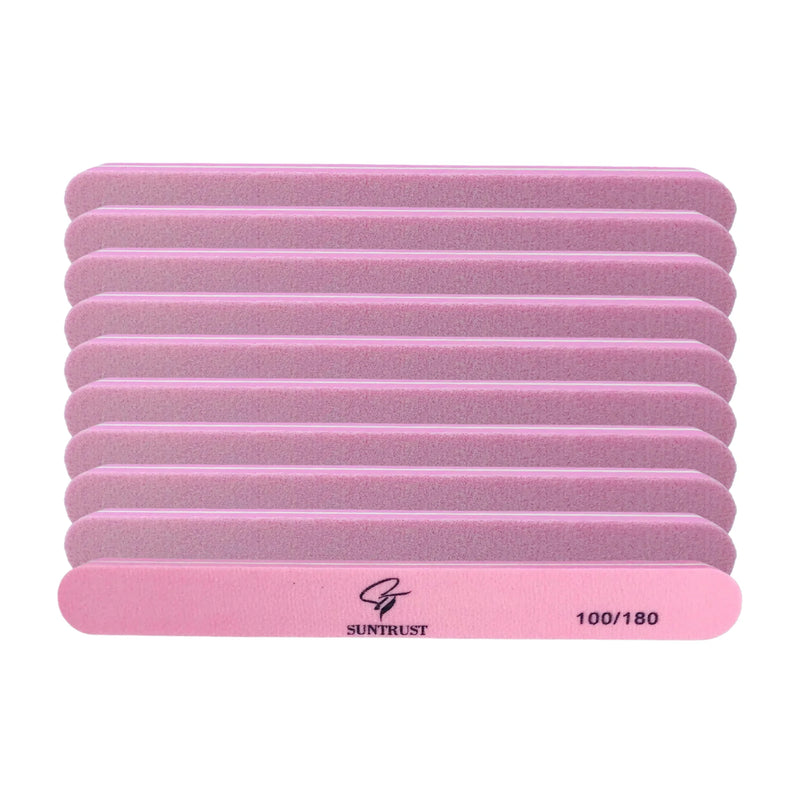 KIT 10 Lixas Buff Reta Suntrust 100/180 Laváveis De Polimento Para Unhas
