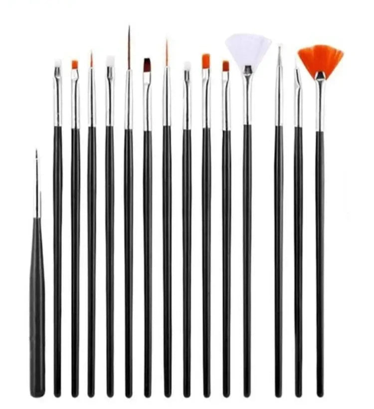Kit Profissional de 15 Pincéis para Nail Art