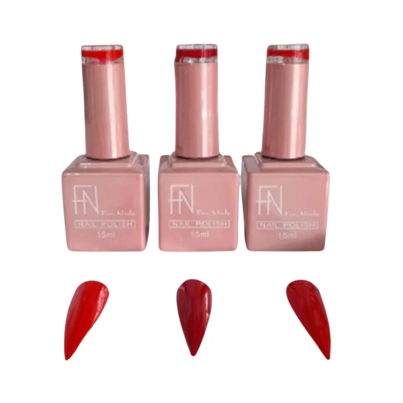 Kit 3 Esmaltes em Gel Vermelho Fan Nails