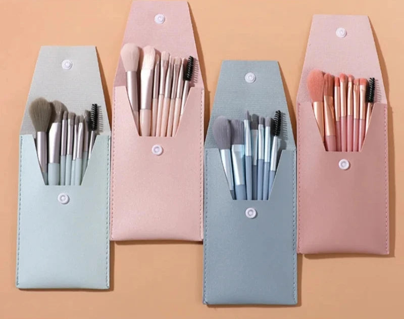 Mini Conjunto de Pincéis de Maquiagem Portátil, 8 peças com estojo