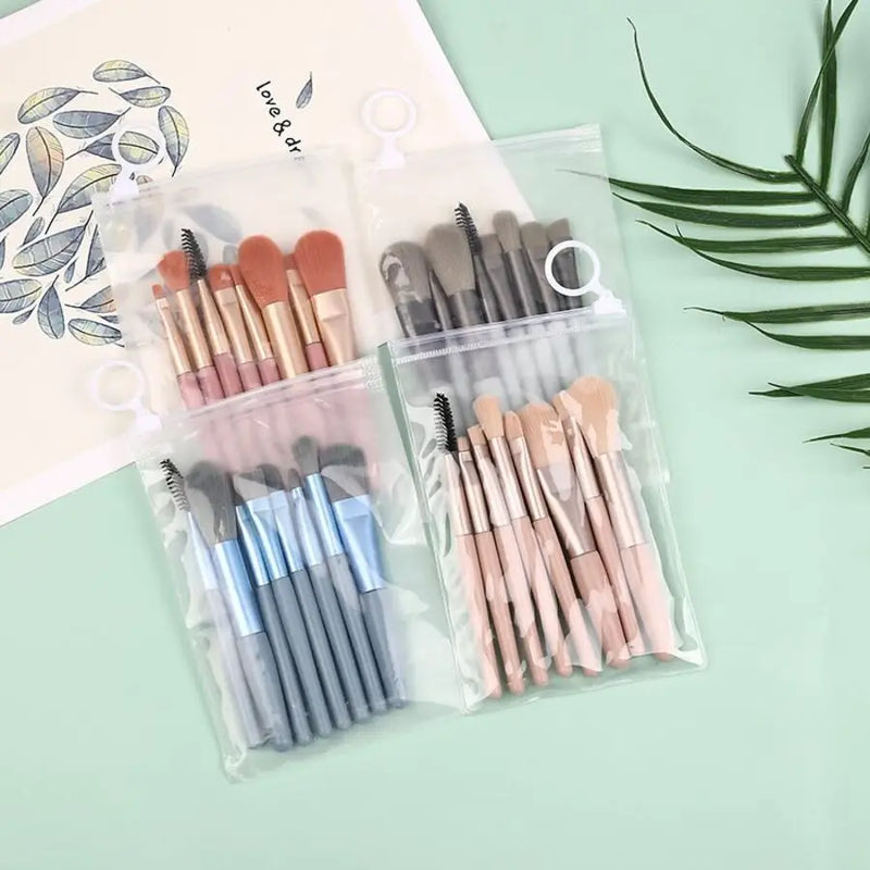 Kit C/ 8 Peças Lindas Conjunto de Pinceis de Maquiagem Moderno C/ Estojo