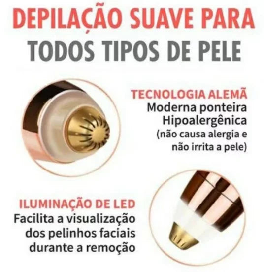 Caneta Elétrica Removedora de Pelos para Sobrancelhas USB Recarregável