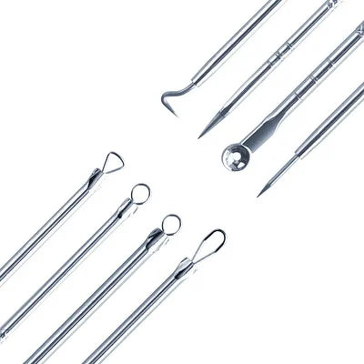 Kit 4 Ferramentas de Beleza - Extrator de Acne e Cravos em Aço Inoxidável