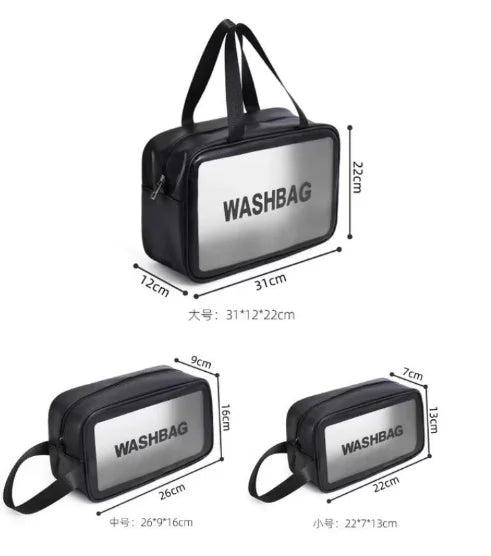 Kit 3 Necessaire de Maquiagem Feminina Transparente e à Prova d'Água