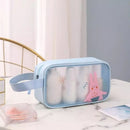 Necessaire de Maquiagem Transparente Portátil com Zíper para Viagem