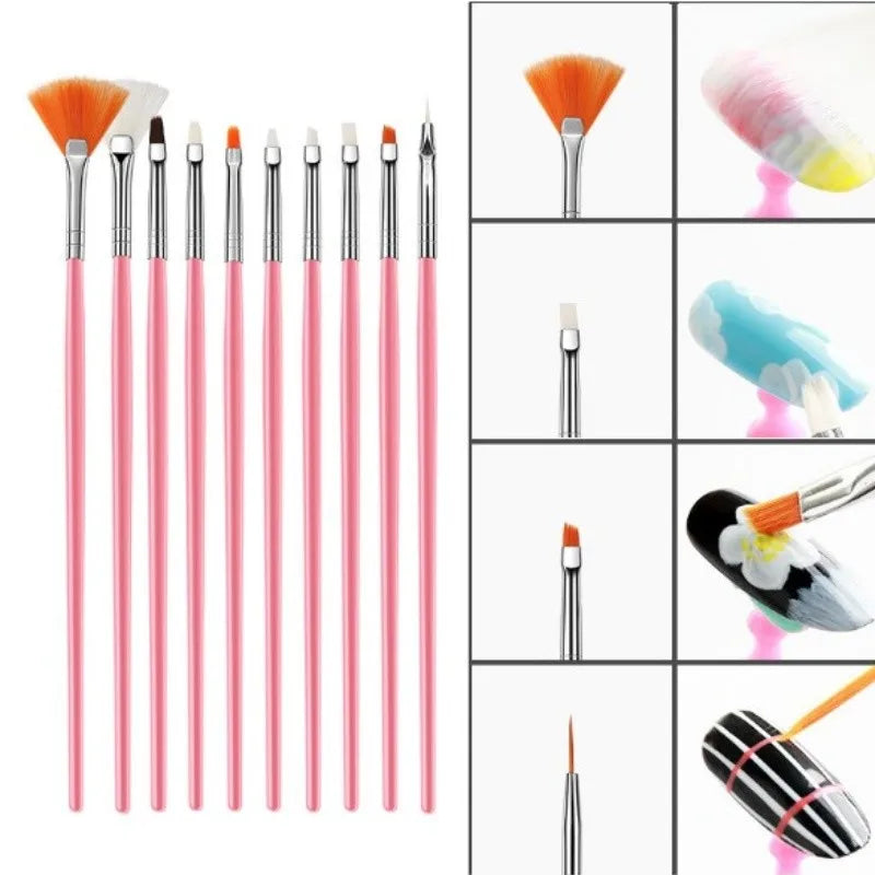 Kit Profissional de 15 Pincéis para Nail Art
