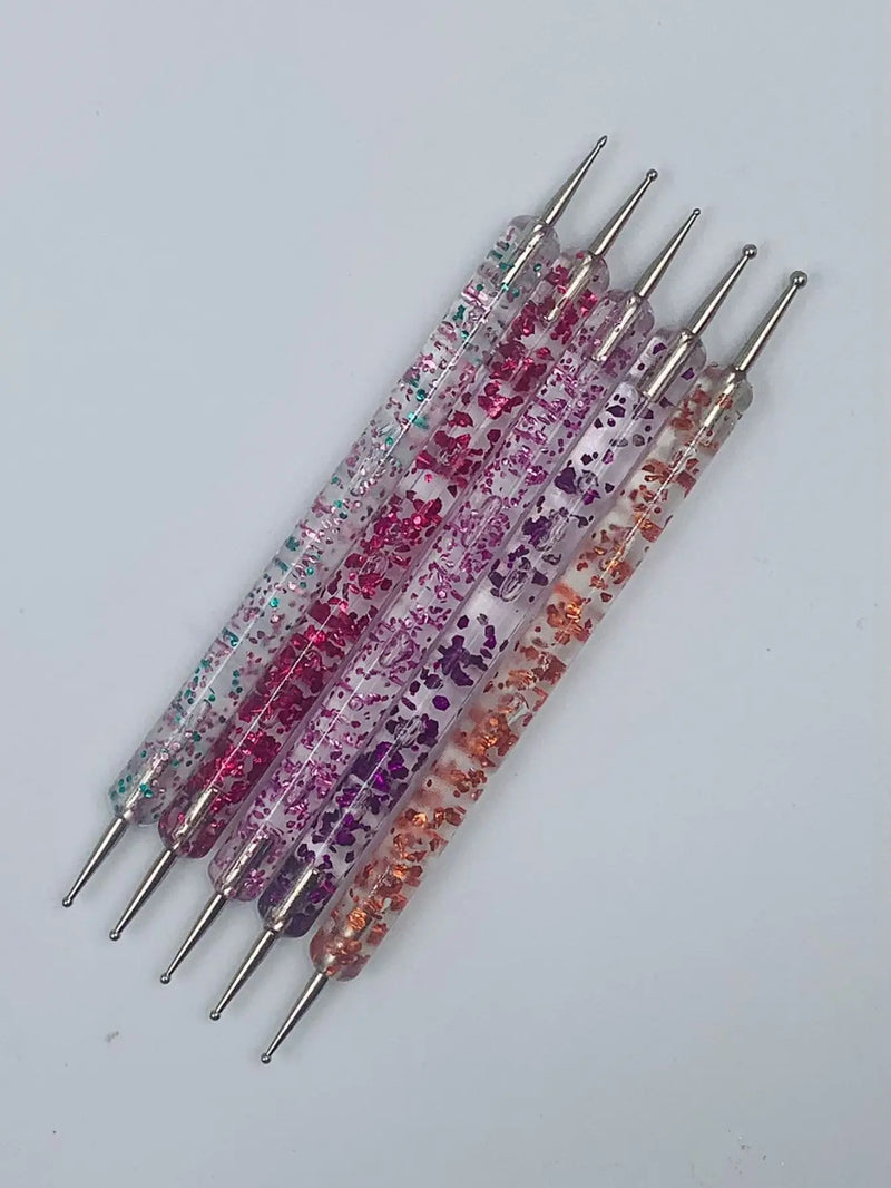 Kit de 5 Pincéis Boleadores de Ponta Dupla para Nail Art