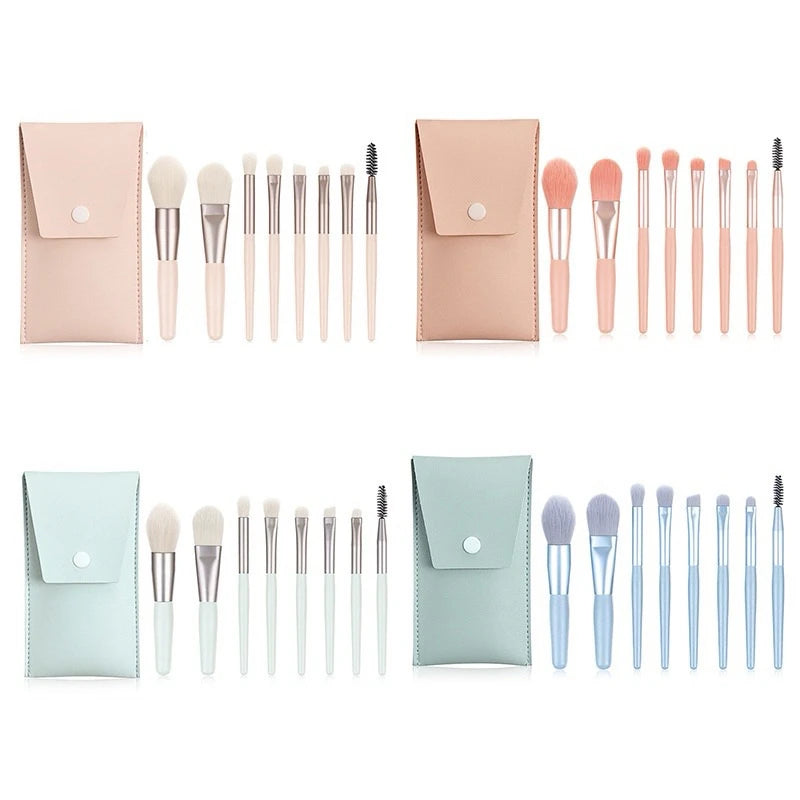 Mini Conjunto de Pincéis de Maquiagem Portátil, 8 peças com estojo