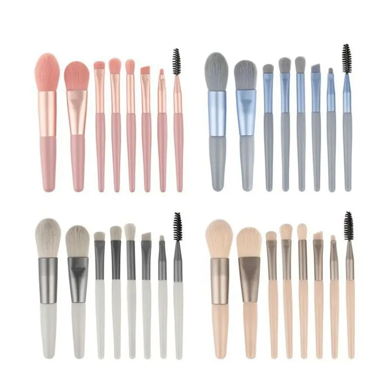Kit C/ 8 Peças Lindas Conjunto de Pinceis de Maquiagem Moderno C/ Estojo