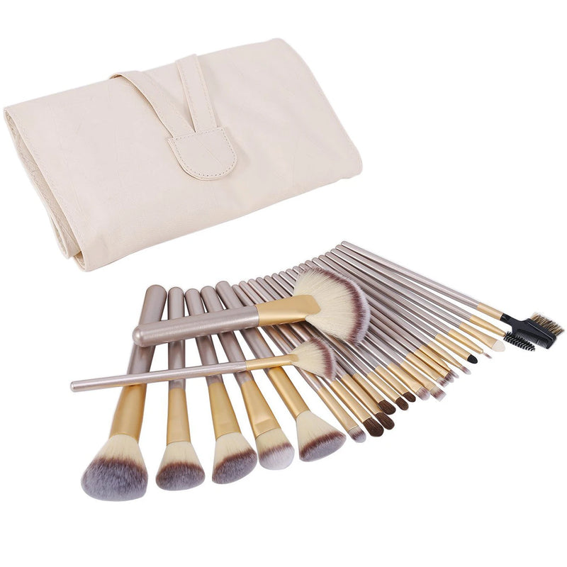 Kit Pinceis Maquiagem Profissional 24 Peças com Estojo