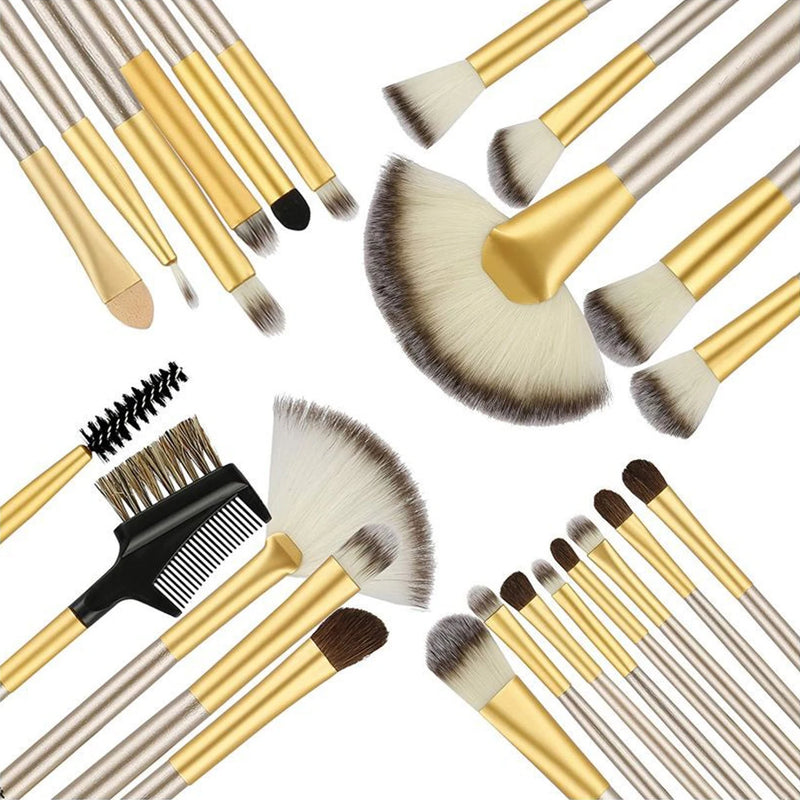 Kit Pinceis Maquiagem Profissional 24 Peças com Estojo